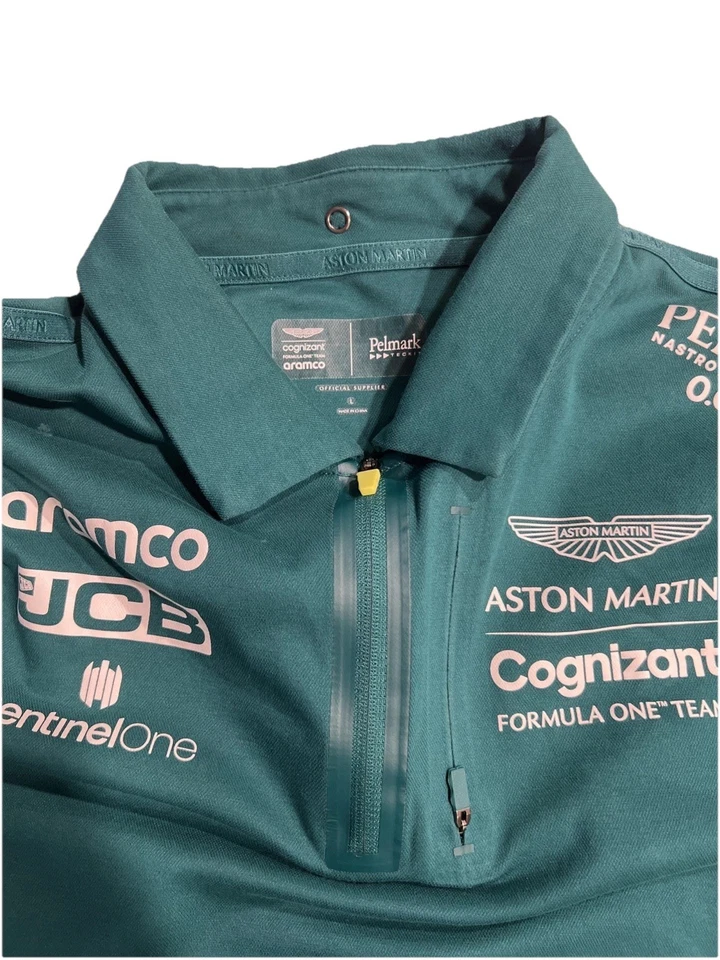 Aston Martin F1 Team Authentic Polo Shirt Green Official Teamwear - L Men's - Image 2 of 3