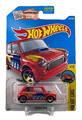 2016 Hot Wheels #193 HW Art Cars 3/10 MORRIS MINI Red w/Multi-Color 5 Spokes