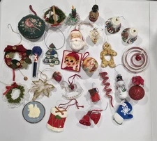 Christmas Ornaments Vintage Lot of 28 Assorted Styles Santa Snowman Handmade