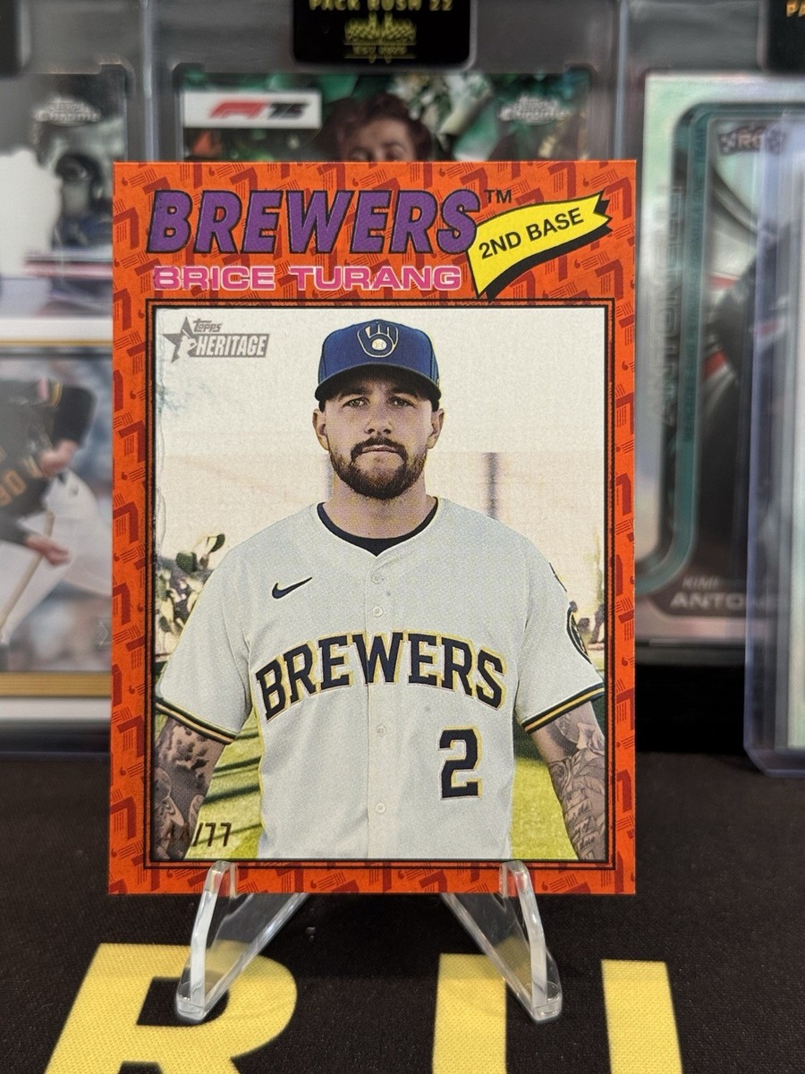 2026 Topps Heritage Brice Turang Heritage Orange /77 SSP Color of