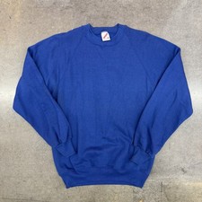 Vtg 90s Jerzees Blank Crewneck Sweatshirt Royal Blue Mens Medium USA Made