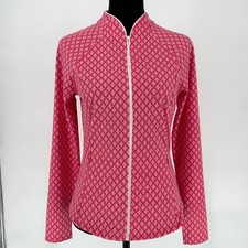 NEW Sigrid Olsen Golf Tennis Athletic Pink Geometric Zip Jacket UPF 50 Small