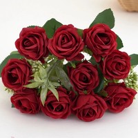 10 Heads Silk Rose Artificial Flowers Fake Bouquet Wedding Home Party Decor UK