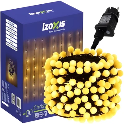 LUCES DE NAVIDAD IMPERMEABLES EXTERIORES BLANCO CÁLIDO 15 METROS CABLE VERDE ... - Imagen 1 de 4