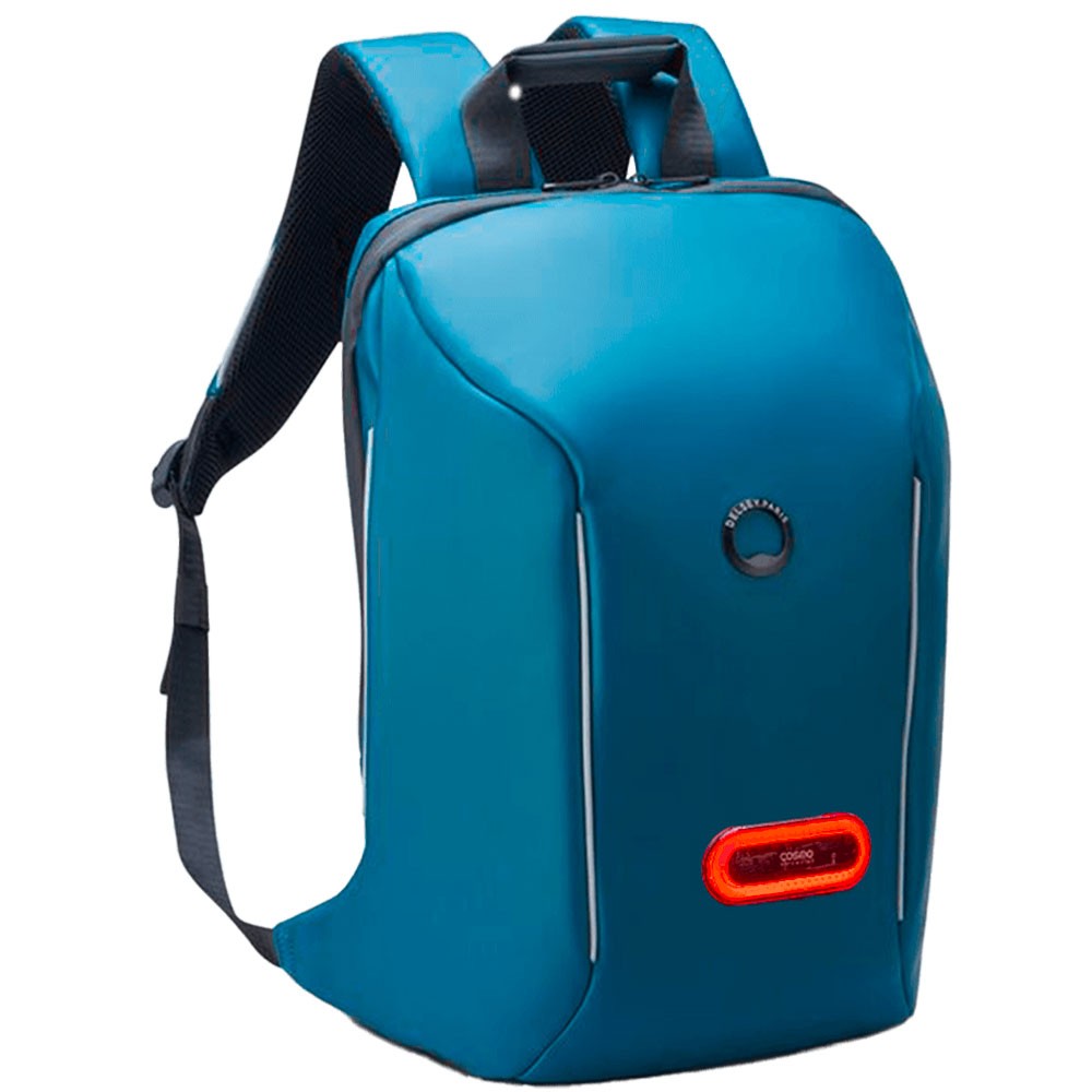 Sac a dos Delsey Securain bleu étanche avec éclairage Cosmo Ride connecté