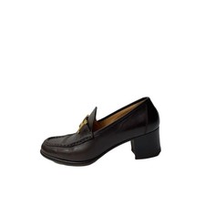 HERMES loafers, size 36, brown leather, with H logo.