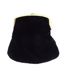 Vintage Garay Black Velvet Foldover Clutch Kiss Lock Frame Flapper Style