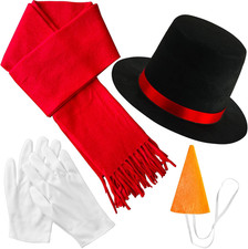 Snowman Costume Kit with Hat, Scarf, Carrot Nose, Gloves - Winter Frosty Snowman