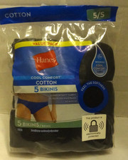 5 pack Hanes Cotton Cool Comfort Wicking Bikini Underwear Panties Small 5 