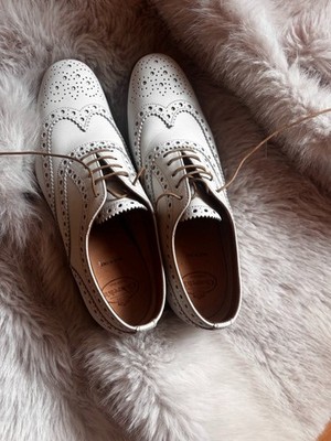 Church's Damen Oxford Budapester Brogue Leder Weiß Gr. 38 Made in Italy