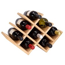 3-Tier Bamboo Wine Rack 8 Bottles Free Standing Countertop Wooden Storage Holder