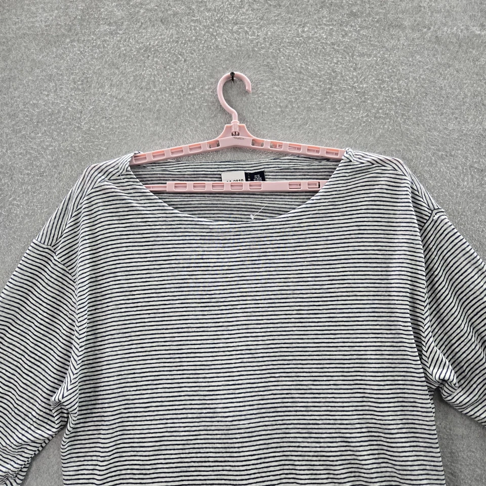 Camisa Pullover Adrienne Vittadini Mujer 3X Azul Marino Lino Rayas Cuello Redondo Foto 4 de 4