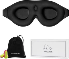 ALASKA BEAR Sleep Mask Memory Foam Contoured Eye Cups for Women and A-black 