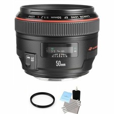 Canon EF 50 mm F/1.2 L USM Lens + UV Filter & Lens Cleaning Kit