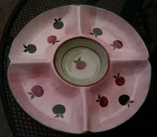 Franciscan Apple Pie Pattern Chip and Dip Relish Tray Divided Platter 13”