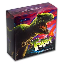 NEW 2017 TUVALU T REX TYRANNOSAURUS 5 OZ 99.99% SILVER PROOF NOT JURASSIC PARK