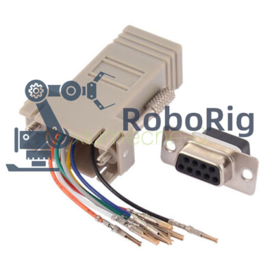 DB9 Female to RJ45 Female F/F RS232 Modular Adapter Converter Extender