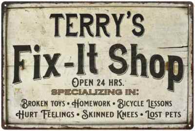 TERRY'S Fix-It Shop Sign Grandpa Dad Wall Decor Gift Wall Metal 112180006060