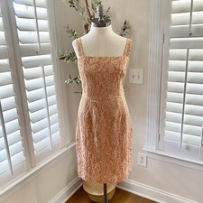 Dolce Gabbana Peach And Gold Silk Brocade dress Size It 44 / Us8