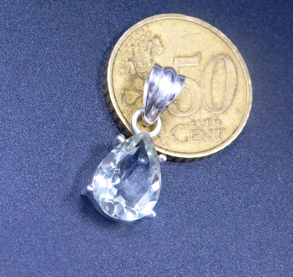 2.6 Gm 925 Sterling Silver Natural Prasiolite Cut Gemstone Fine Pendant Size 1" - Image 4 of 4