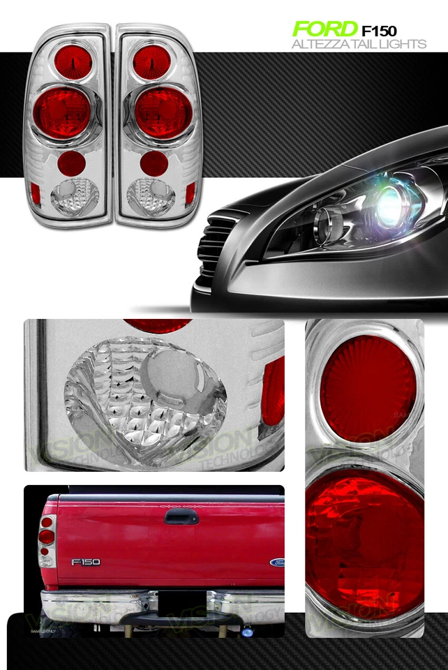 Para 97-07 F150 F250 Styleside cromado claro lanternas traseiras Altezza lâmpadas traseiras KS - Imagem 2 de 2