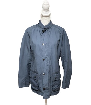 Barbour Original Tartan Navy Sylkoil Waxed Cotton Ashby Jacket Blue Mens Size L
