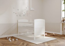 New Large REGGIE 3 in 1 White Cot Bed – optional ECO Fibre Mattress 140x70x10cm