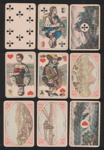 ANCIEN JEU DE CARTES A JOUER vues &costumes suisses Jean