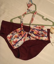 Ensemble culotte maillot de bain Arizona Small Halter Swimtop St John's Bay taille 10 vin français