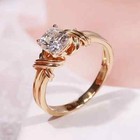 Interwoven Gold  Ring Color Inlaid White Cubic Zircon CZ Ladies Ring