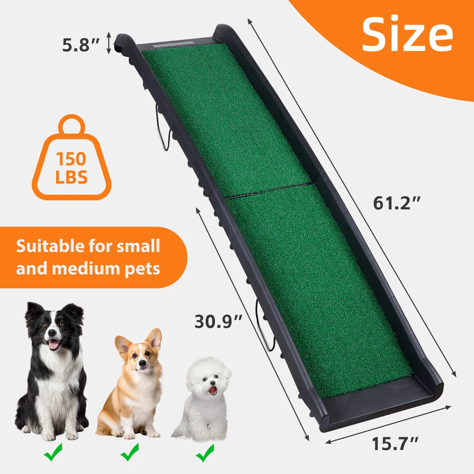 61" Folding Dog Ramp for Cars Trucks SUVs Pet Ramps Non-Slip Stairs Step Ladder - Image 3 of 4