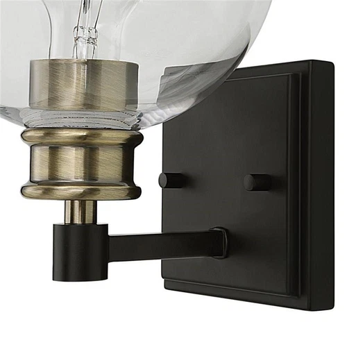 Uttermost Kent Edison 1-light Coastal Glass and Steel Sconce in Black and Brass - Picture 6 of 7
