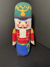 Vintage Retro Plush Cloth Figure Pillow Nutcracker Soldier 17" Tall Door Stop