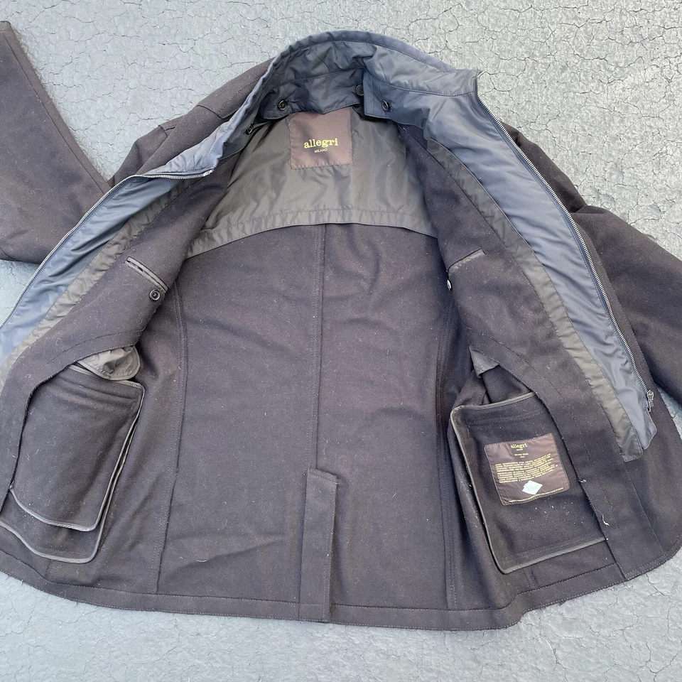 Abrigo Allegri Milano Doble Capa Techno Lana Alpaca Negro Sobreabrigo Hombres EU 52/L Foto 4 de 4