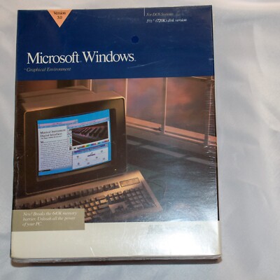 Sealed Microsoft Windows 3.0 3 1/2'' 720K Disk Version for DOS Systems