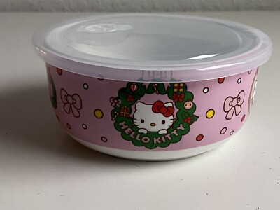 #ad Hello Kitty Christmas Pressure Lid Ceramic Food Storage Bowl Pink LARGE NEW $17.00