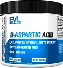 Evlution Nutrition D-Aspartic Acid - Testosterone Booster for Men - 30 Servings