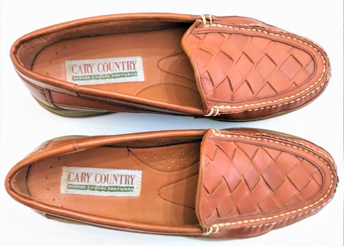 Cary Country Brown Leather Weave Pattern Men display picture 3