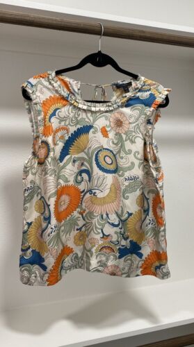 J. Crew Silk Floral Sleeveless Tie Back Top Size M