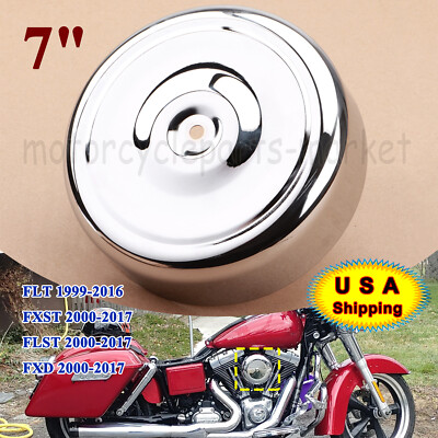Chrome 7'' Smooth Air Cleaner Cover Plain for Harley Road King Glide Softail Dyna