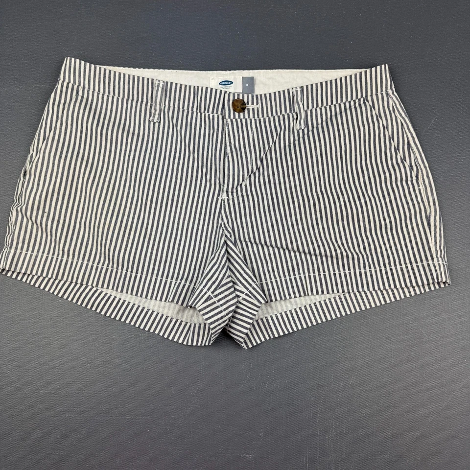 Pantalones Cortos Old Navy Para Mujer 8 Rayas Seersucker Algodón Azul Blanco Verano Playa Foto 2 de 4