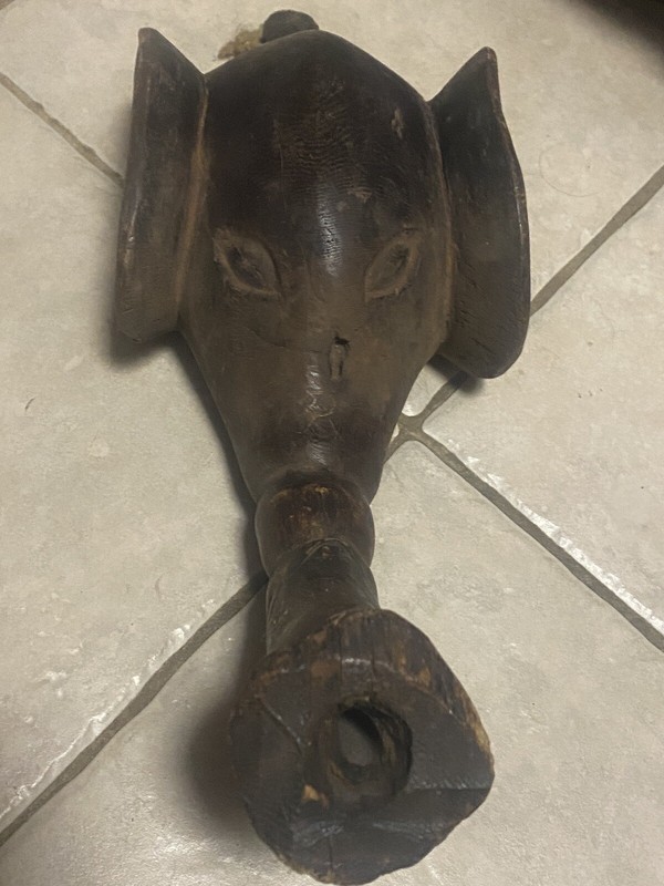 Wooden Elephant African Mask /Headdress From Kisangani