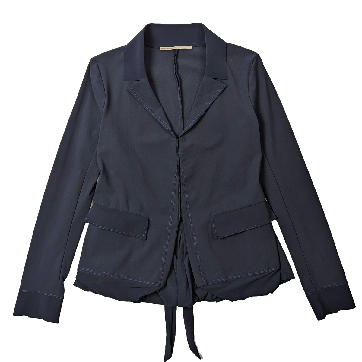 Marithe Francois Girbaud Asymmetric Blue Blazer Jacket Bow