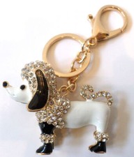 Rhinestone Bling Key Chain Fob Phone Purse Charm Puppy Dog Poodle New