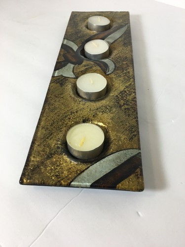 Votive Candle Tray Gold Black Modern Home Decor Marbled Glitter - Picture 7 of 8
