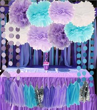 26pcs Purple Lavender Baby Blue White Shower Tissue Paper Pom For