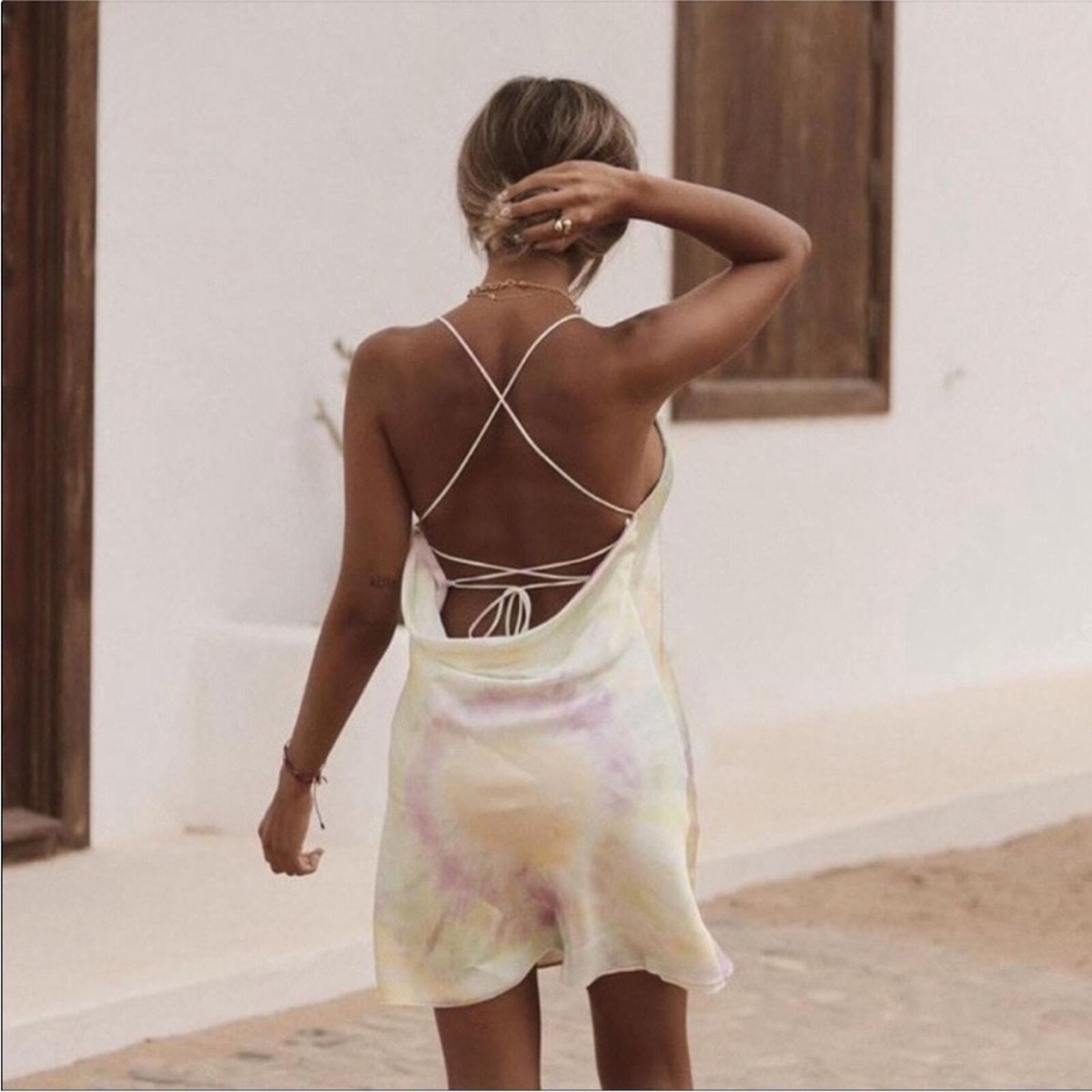 Zara Satin Tie Dye Cowl Neck Open Back Slip Mini Dress Size Medium | eBay Zara Satin Tie Dye Cowl Neck Open Back Slip Mini Dress Size Medium | eBay