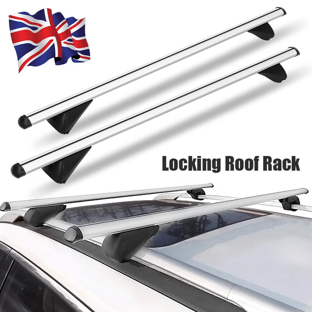 Universal Aluminium Locking Roof Rack Cross Bars for Sold Flush Rails 124cm eBay