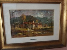 ARTURO BONANOMI: DIPINTO AD OLIO "VILLATICO" OPERA CERTIFICATA.