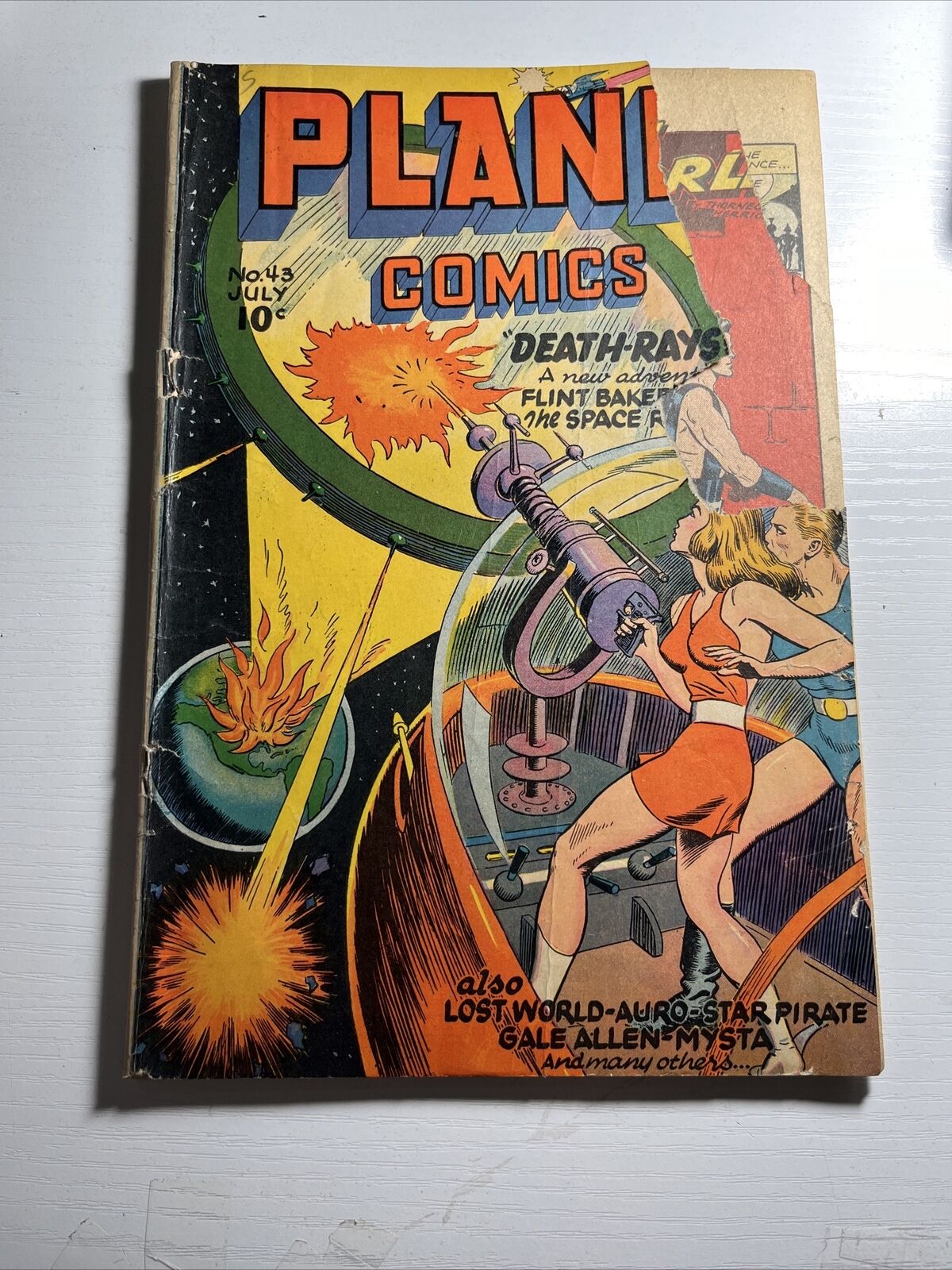 Planet Comics #43 1946 Death Rays from the Sun! Detached Cover Ripped See Pic
